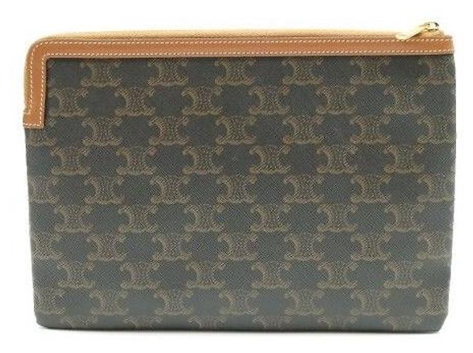 Céline Triomphe Small Canvas Tan Lambskin Pouch - Ansicht 4