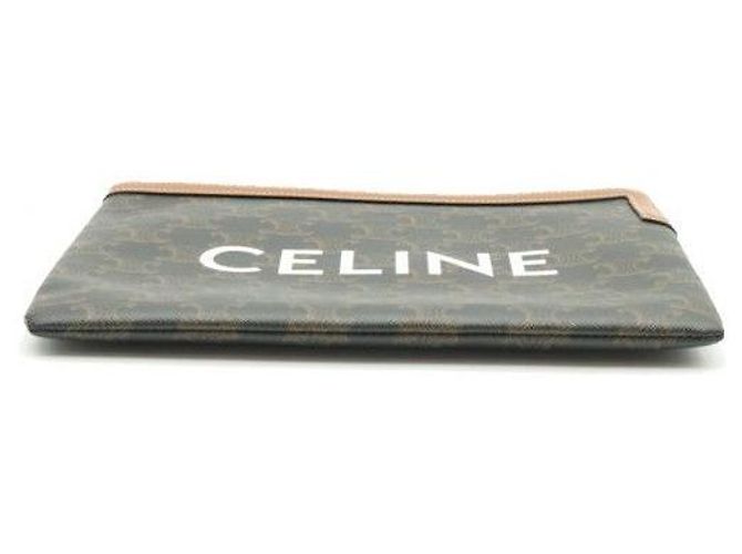 Céline Triomphe Small Canvas Tan Lambskin Pouch - Ansicht 5