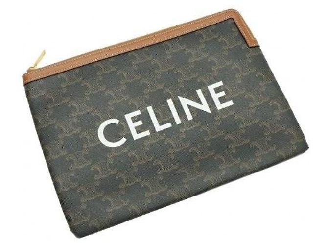 Céline Triomphe Small Canvas Tan Lambskin Pouch - Ansicht 6