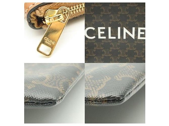 Céline Triomphe Small Canvas Tan Lambskin Pouch - Ansicht 7