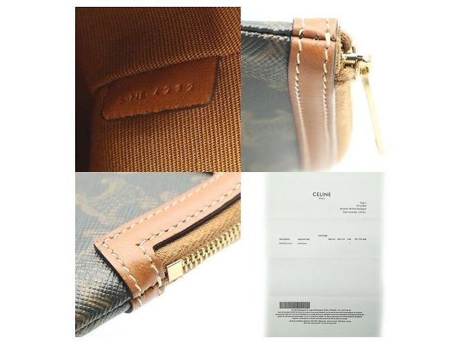Céline Triomphe Small Canvas Tan Lambskin Pouch - Ansicht 9