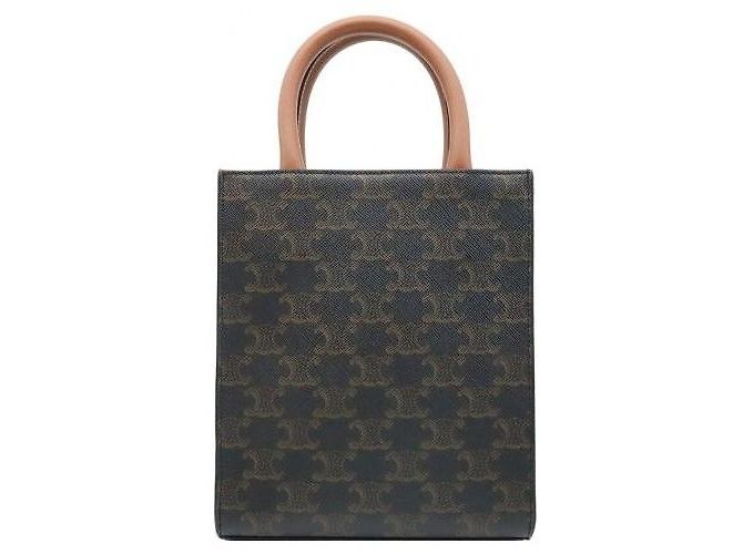 Céline Canvas Tan Calfskin Cabas Mini Vertical - vista 4