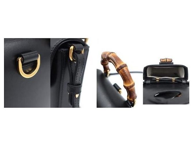 Bamboo Gucci Mini con manico in bambù in pelle nera - vista 7
