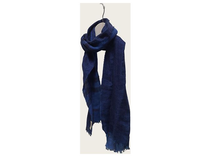 Burberry Sciarpa in lana a pied-de-poule blu - vista 2