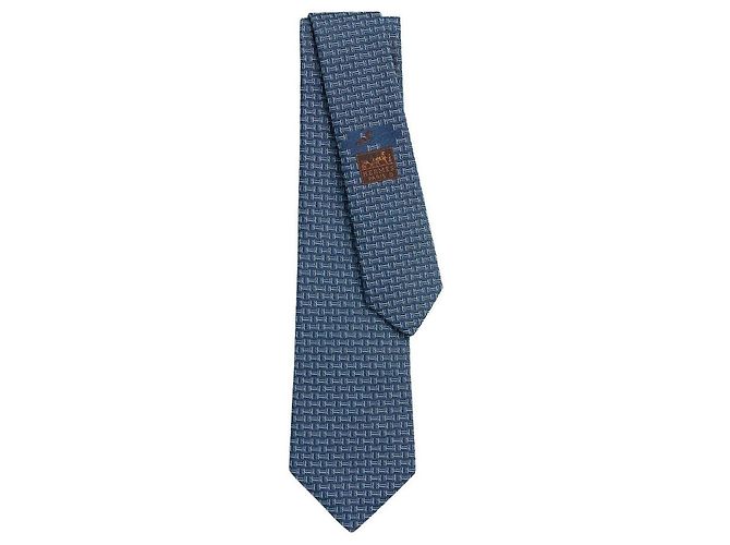 Cravatta Hermès Quinte in seta blu - vista 2