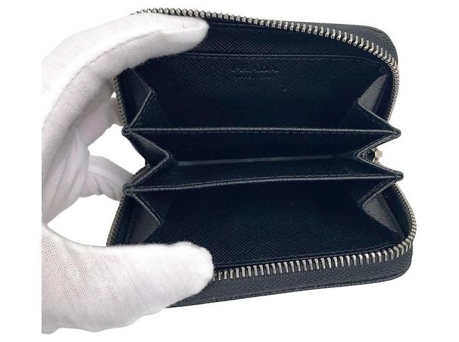 Prada Portacarte con zip e logo triangolare in Saffiano - vista 4