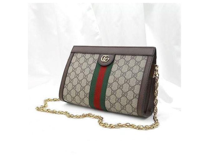 Gucci Supreme WEB GG Supreme Canvas Small Chain Shoulder Bag - vista 3