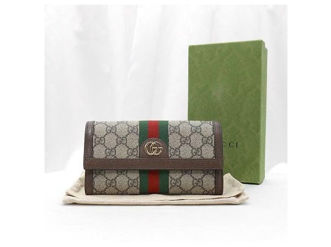 Gucci Billetera Ophidia Web GG Supreme Canvas Brown Leather - vista 2
