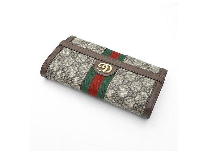 Gucci Billetera Ophidia Web GG Supreme Canvas Brown Leather - vista 5