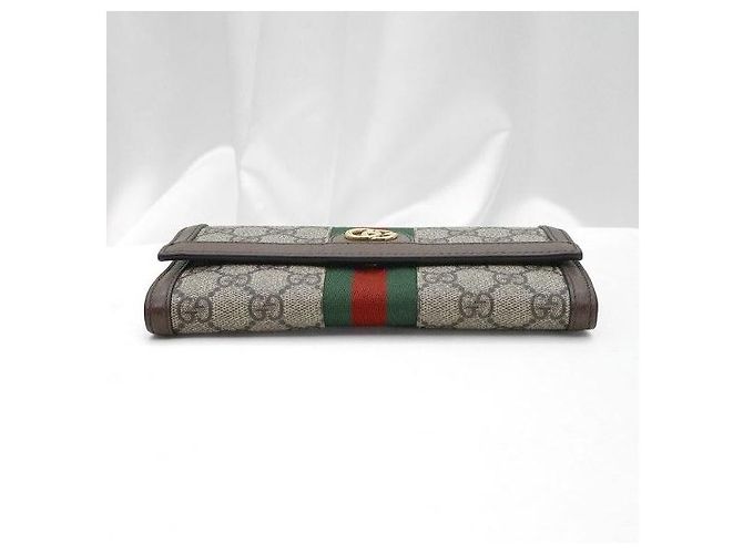 Gucci Billetera Ophidia Web GG Supreme Canvas Brown Leather - vista 6