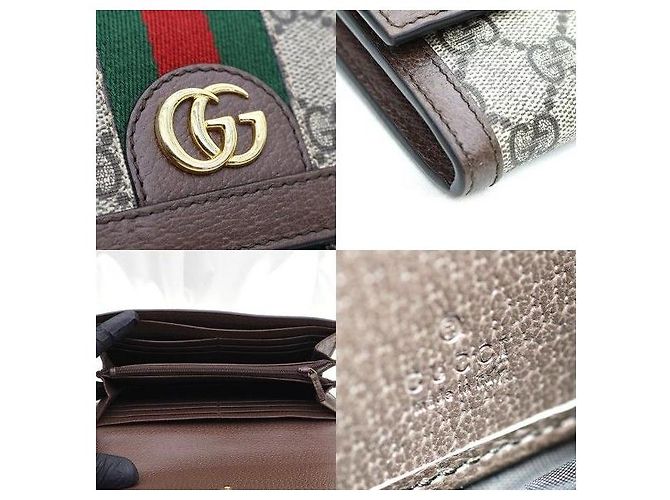 Gucci Billetera Ophidia Web GG Supreme Canvas Brown Leather - vista 7