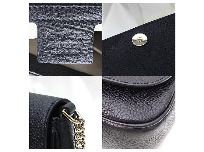 Gucci Borsa a tracolla Soho con catena e nappe in pelle nera - vista 8