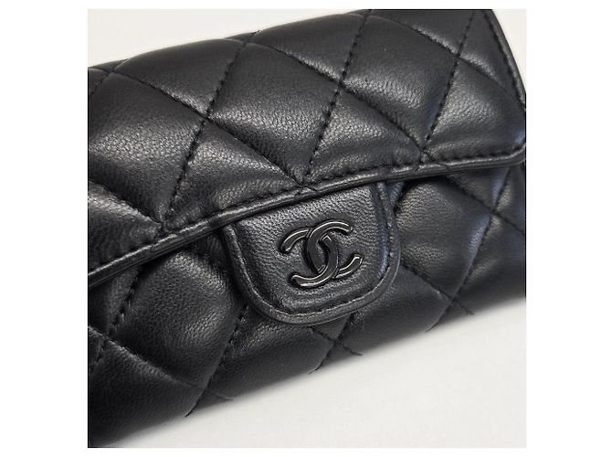 Chanel Classic Snap Flap Kartenetui aus Lammleder Schwarz - Ansicht 10