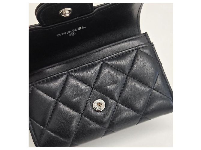 Chanel Classic Snap Flap Kartenetui aus Lammleder Schwarz - Ansicht 11
