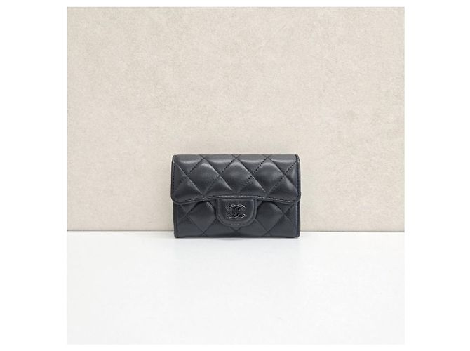 Chanel Classic Snap Flap Kartenetui aus Lammleder Schwarz - Ansicht 2