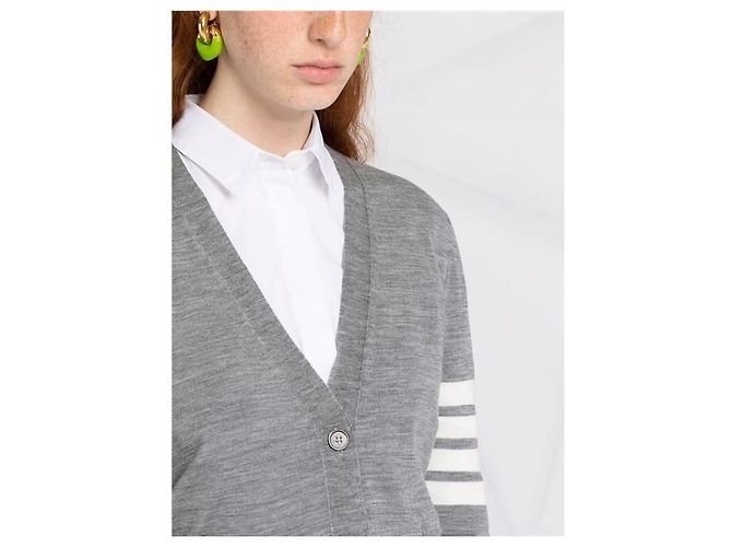 Thom Browne Nachhaltiger Wollcardigan für Damen Grau - Ansicht 4