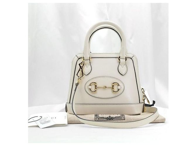 Gucci Mini borsa a mano in pelle bianca con morsetto - vista 2