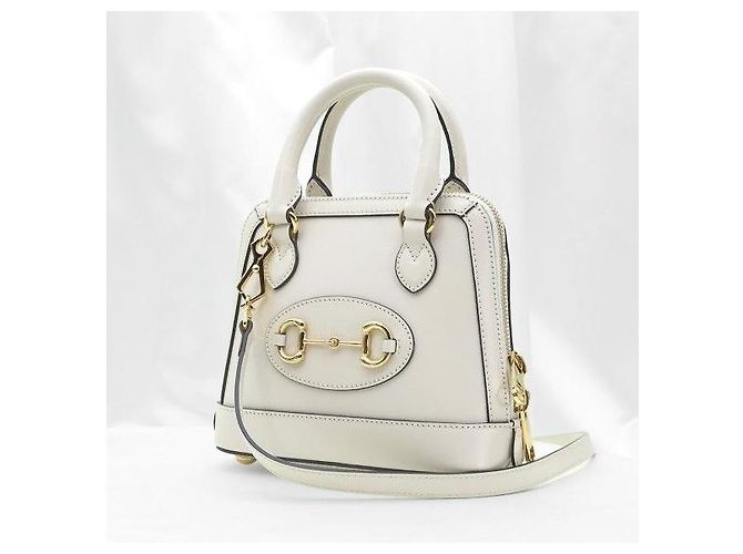Gucci Mini borsa a mano in pelle bianca con morsetto - vista 3
