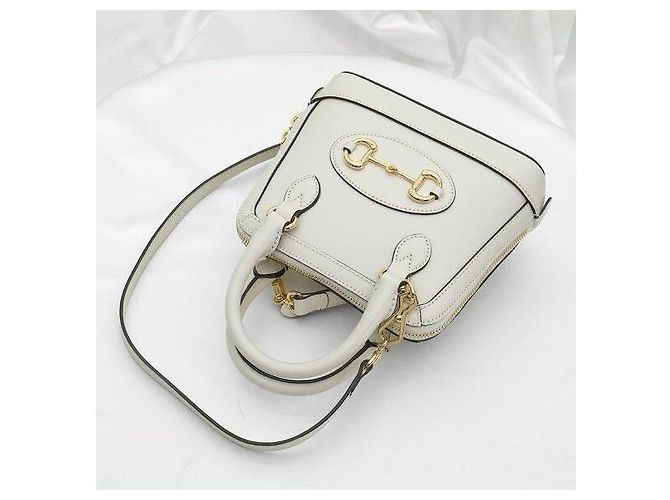 Gucci Mini borsa a mano in pelle bianca con morsetto - vista 5