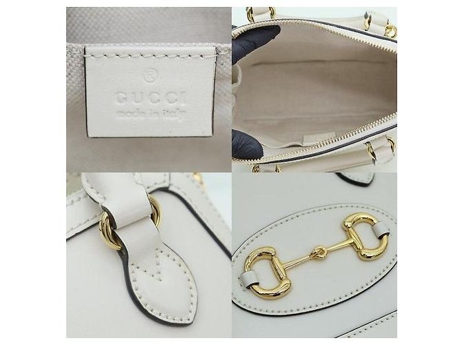 Gucci Mini borsa a mano in pelle bianca con morsetto - vista 7