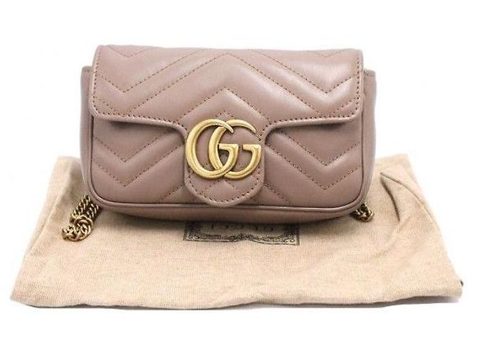 Gucci Borsa a tracolla con catena matelassé chevron nude - vista 2