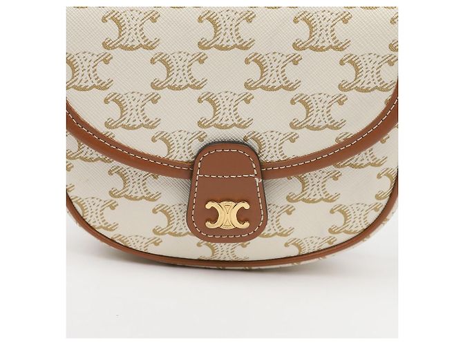 Céline Mini Borsa a Tracolla Triope in Tela e Pelle di Vitello White - vista 3