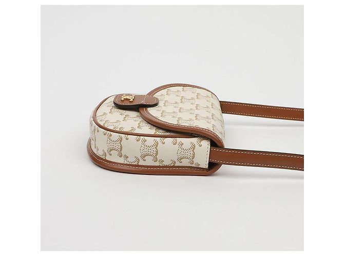 Céline Mini Borsa a Tracolla Triope in Tela e Pelle di Vitello White - vista 5