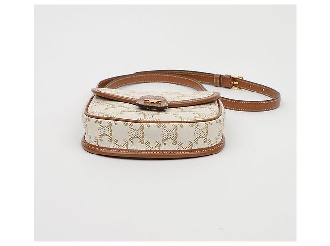 Céline Mini Borsa a Tracolla Triope in Tela e Pelle di Vitello White - vista 6