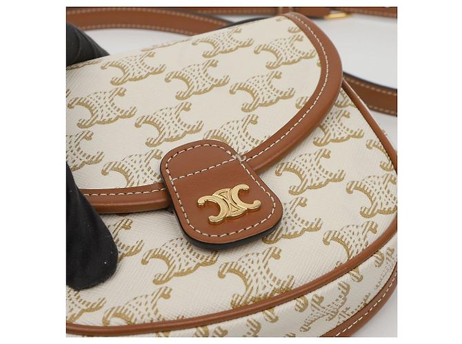 Céline Mini Borsa a Tracolla Triope in Tela e Pelle di Vitello White - vista 7