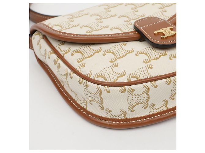 Céline Mini Borsa a Tracolla Triope in Tela e Pelle di Vitello White - vista 8