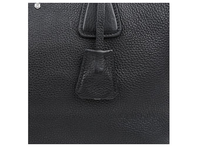 Prada Borsa a tracolla Vitello Phoenix Black Leather con zip laterale - vista 4