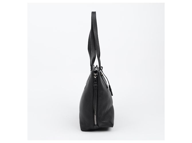 Prada Borsa a tracolla Vitello Phoenix Black Leather con zip laterale - vista 7