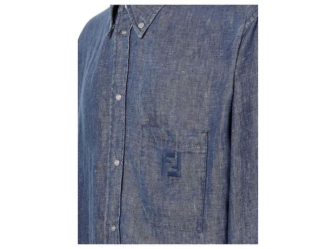 Camicia Fendi in chambray blu - vista 6