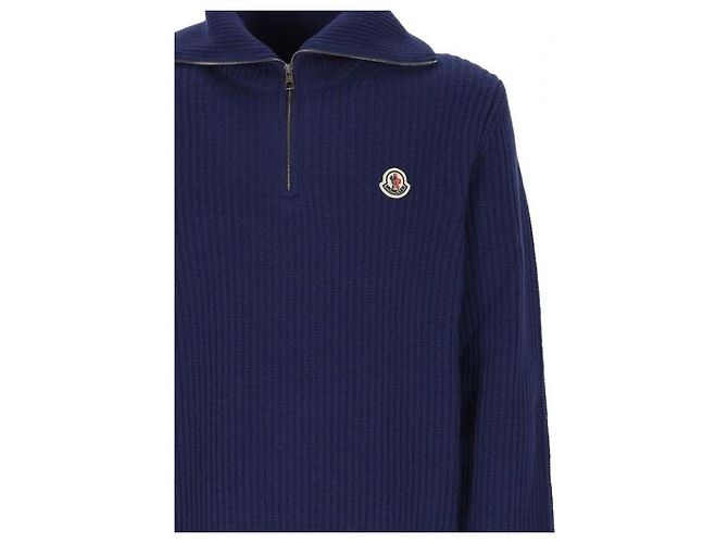 Moncler Gerippter Wollpullover mit Rollkragen und Logo - Ansicht 5