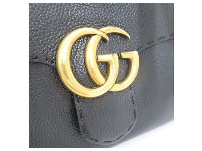Gucci Borsa Tote in pelle nera con manico superiore e tracolla - vista 2