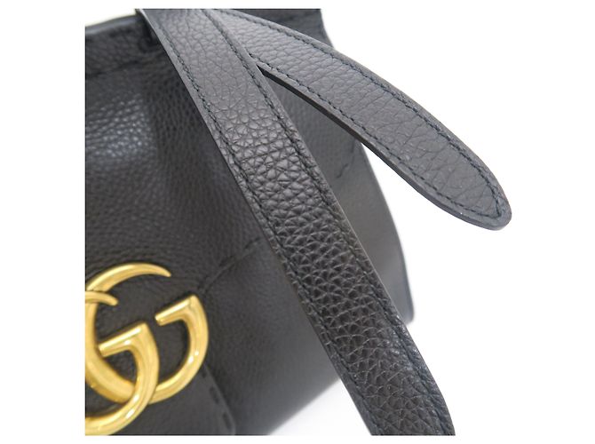 Gucci Borsa Tote in pelle nera con manico superiore e tracolla - vista 4