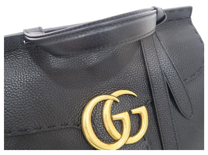 Gucci Borsa Tote in pelle nera con manico superiore e tracolla - vista 5