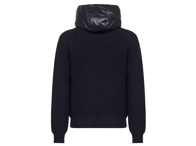 Moncler Cardigã com capuz e fecho de correr em lã acolchoada Navy - vista 2