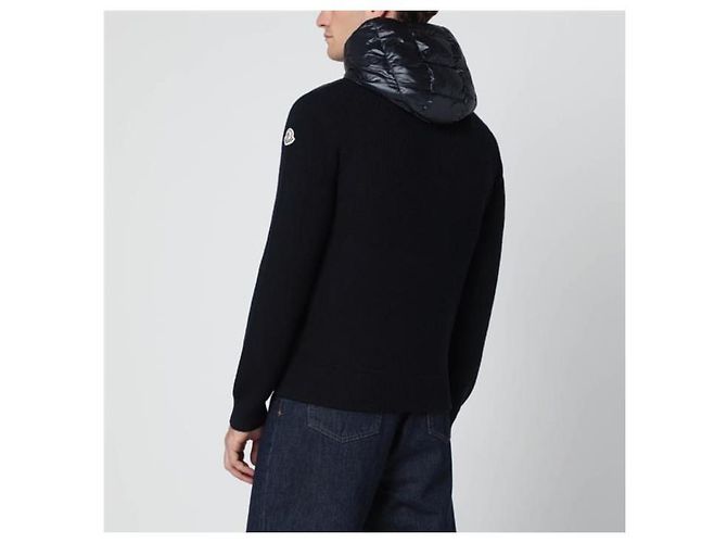 Moncler Cardigã com capuz e fecho de correr em lã acolchoada Navy - vista 4