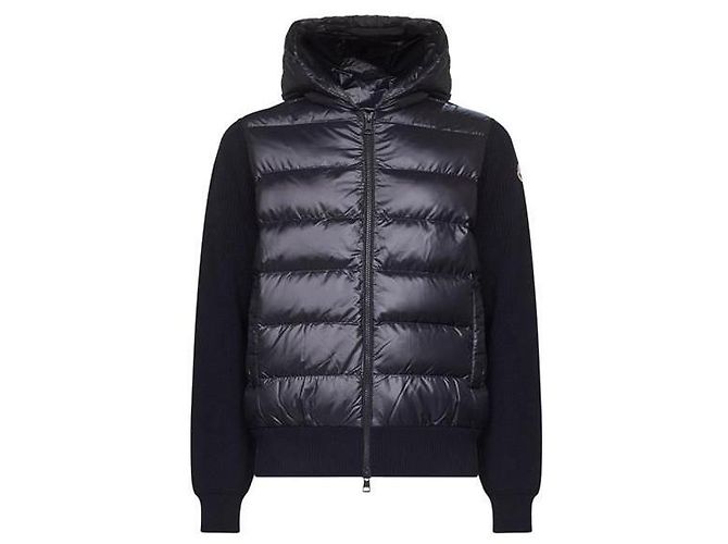 Moncler Cardigã com capuz e fecho de correr em lã acolchoada Navy - vista 8