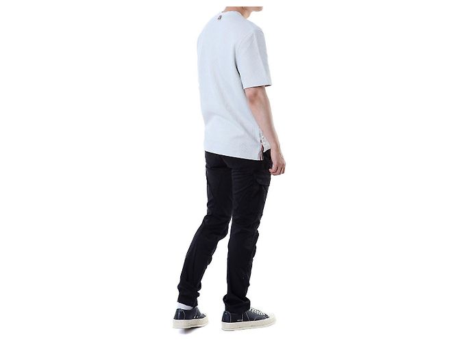 Thom Browne T-shirt redonda de lin e algodão com riscas e bolso - vista 26