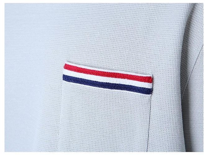Thom Browne T-shirt redonda de lin e algodão com riscas e bolso - vista 28