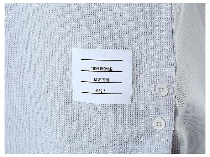 Thom Browne T-shirt redonda de lin e algodão com riscas e bolso - vista 30