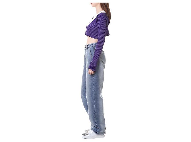 Jacquemus Gerippte Crop-Cardigan mit Mikro-Gold-Logo - Ansicht 10