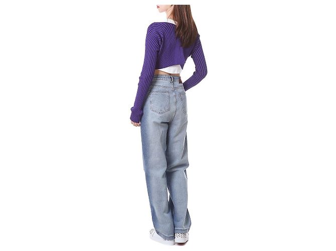 Jacquemus Gerippte Crop-Cardigan mit Mikro-Gold-Logo - Ansicht 13