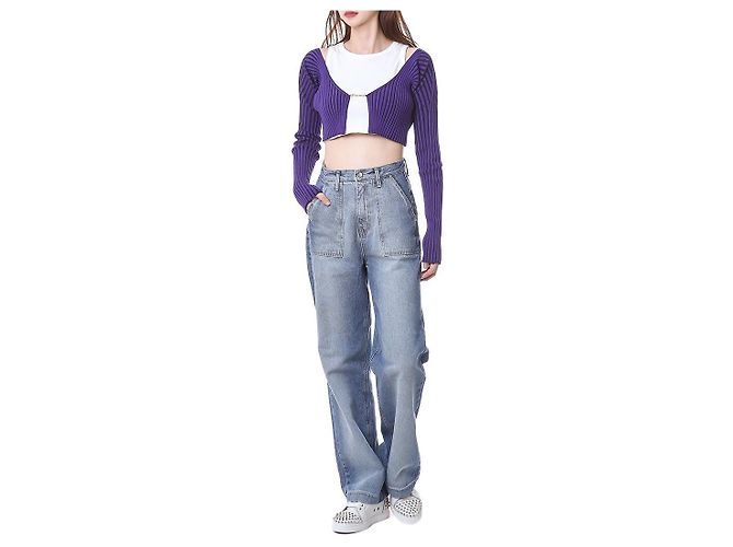 Jacquemus Gerippte Crop-Cardigan mit Mikro-Gold-Logo - Ansicht 6