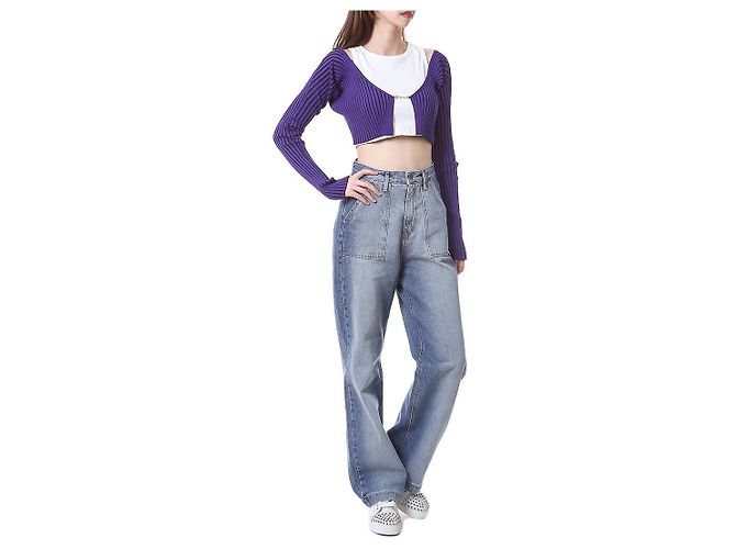 Jacquemus Gerippte Crop-Cardigan mit Mikro-Gold-Logo - Ansicht 8