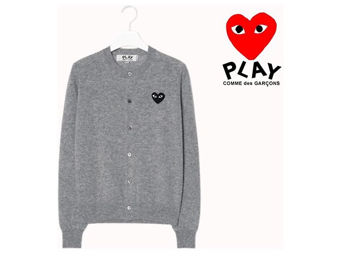 Comme Des Garcons Strickcardigan Herz Gray AX - Ansicht 4