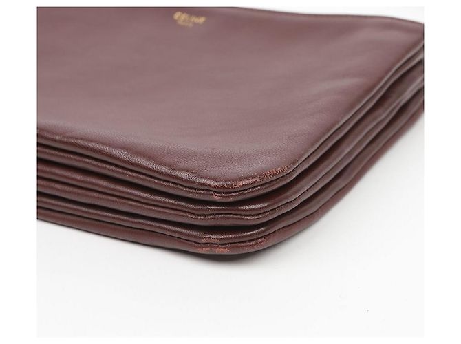 Céline Borsa a tracolla Trio in pelle bordeaux - vista 10