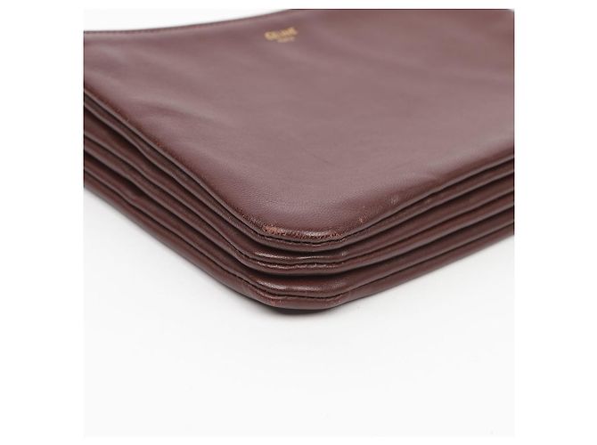 Céline Borsa a tracolla Trio in pelle bordeaux - vista 11